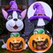 4.4FT Dog Hold Pumpkins Blow Up Yard Decorations(Black Dog & Orange Pumpkins)